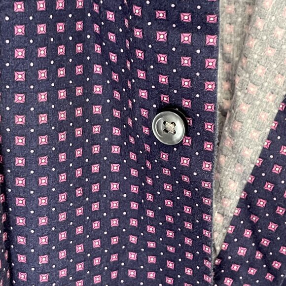 Hugo Boss Mens Slim Fit Purple Patterned Cotton Button-Up Shirt Size 41/16 - Picture 6 of 14